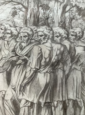 Lot 60 - 19th century watercolour after Raphael - Eleazar and Joshua and the tribes of Israel, 23cm x 29cm, glazed frame