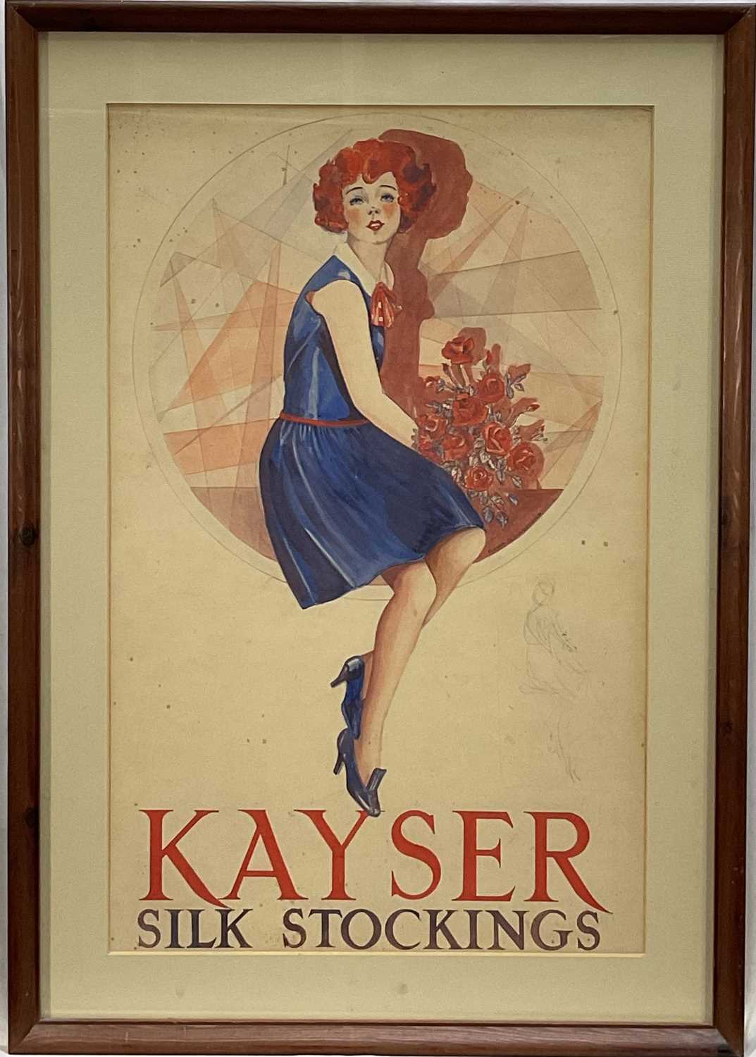 Lot 54 - Kayser Silk Stockings original poster design, watercolour, signed Rona G. Raymond, 55cm x 35cm, glazed frame