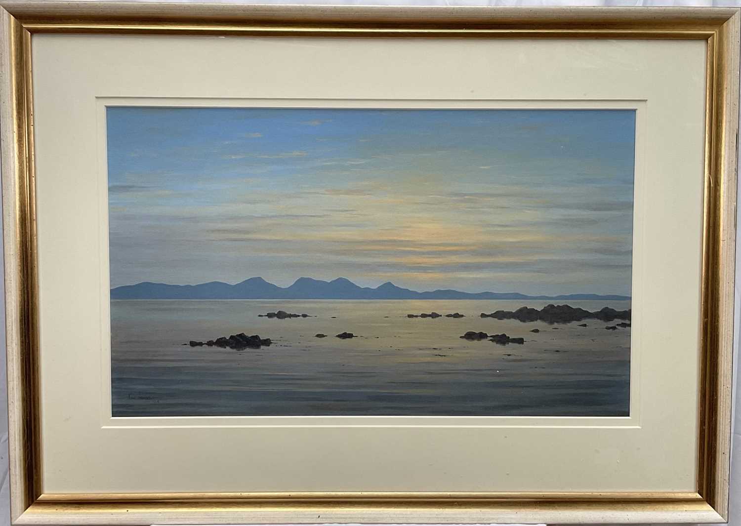 Lot 51 - Ken Ferguson, Scottish contemporary, oil on board - Loch scene, signed and dated '03, 44cm x 74cm, glazed frame