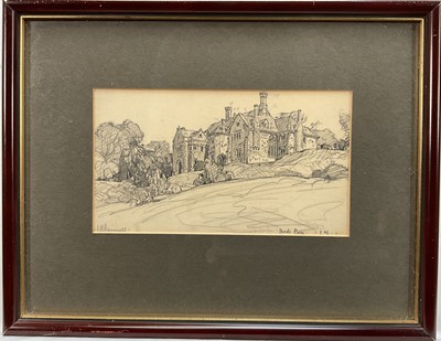 Lot 9 - Leonard Squirrell (1893-1979) pencil sketch, dated 1936, ‘Brede Place’, East Sussex, signed, 11cm x 19cm, glazed frame