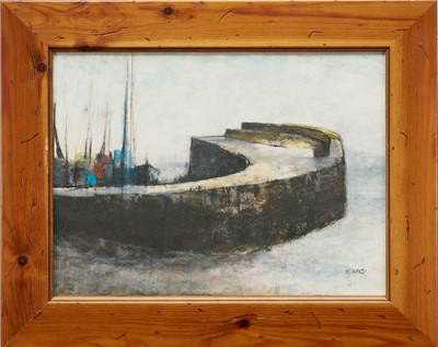 Lot 1244 - Michael J. Praed (b.1941) Cornish School, pastel - Harbour Wall, signed, 29cm x 39cm, in glazed frame