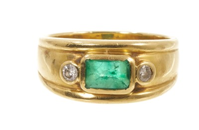 Lot 18ct gold emerald and diamond ring