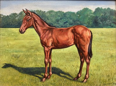 Lot 96 - Gilham, oil on canvas, portraits of a foal and mare and foal, signed. 30.5 x 25.5cm and 23 x 33cm.