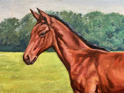 Lot 96 - Gilham, oil on canvas, portraits of a foal and mare and foal, signed. 30.5 x 25.5cm and 23 x 33cm.