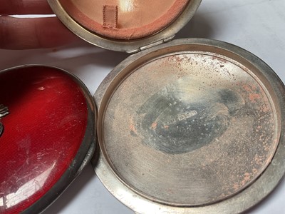 Lot 39 - 1920s silver red and blue enamelled Royal Fusiliers sweetheart powder compact, together with another 1940s silver powder compact (2)