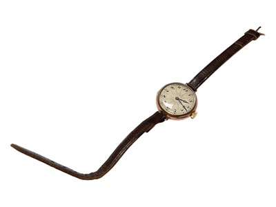 Lot 40 - Vintage 9ct rose gold cased ladies wristwatch, the enamel dial with a starburst design