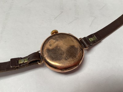 Lot 40 - Vintage 9ct rose gold cased ladies wristwatch, the enamel dial with a starburst design