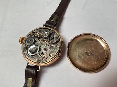 Lot 40 - Vintage 9ct rose gold cased ladies wristwatch, the enamel dial with a starburst design