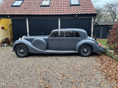 Lot 1939 Lagonda LG6 long saloon with sunroof, Registration SN8865, Chassis 12521, engine 12521, ordered new by the Scottish Racing car enthusiast Major Hartley Whyte of Whyte Mackay Whisky and kept...