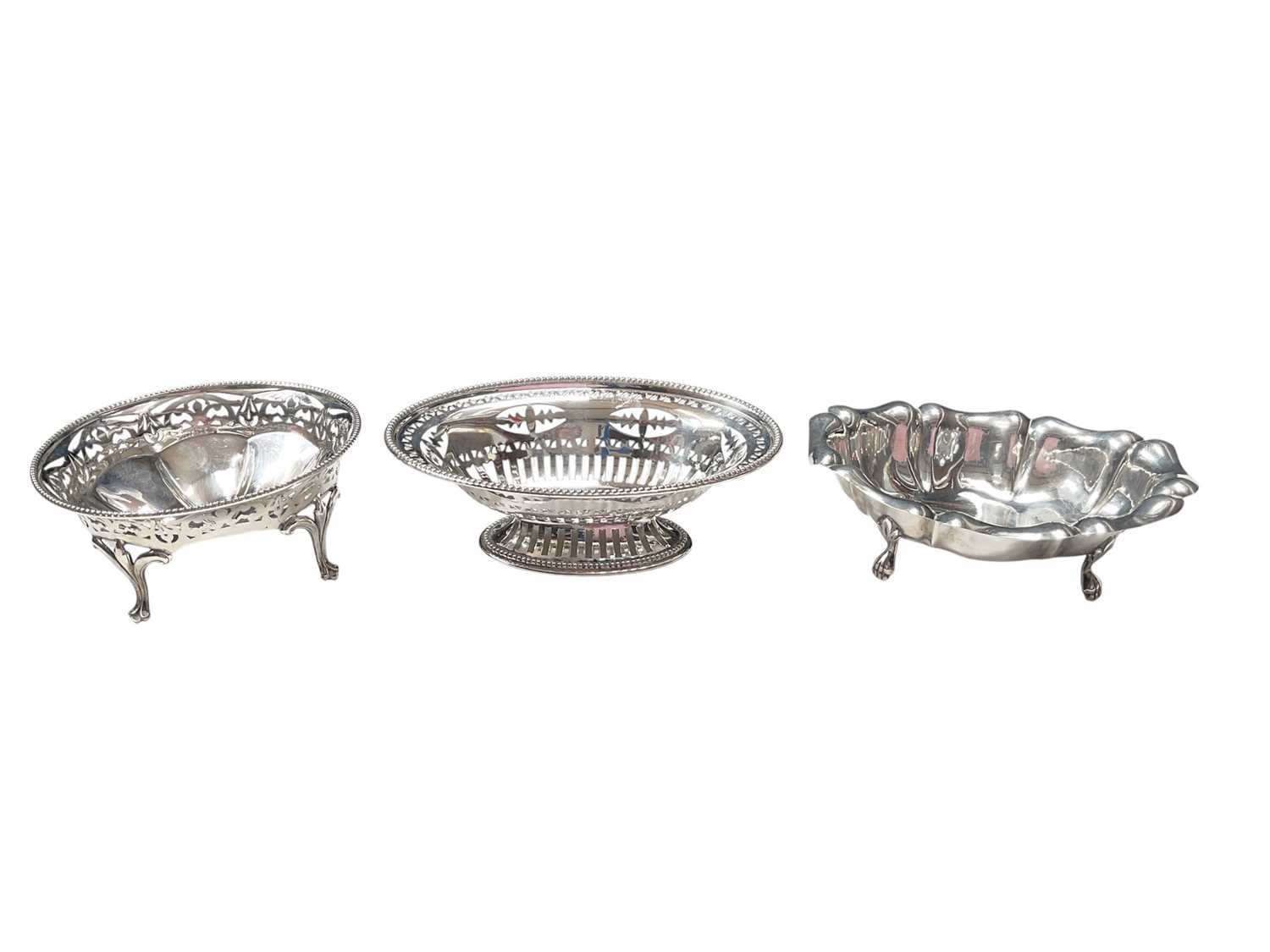 Lot 80 - Three silver bon bon dishes