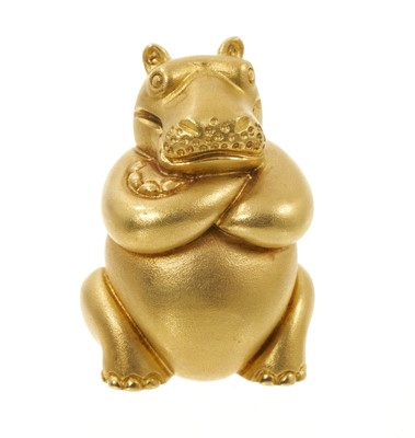 Lot Dunoy 18ct gold novelty Hippopotamus brooch