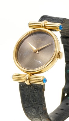 Lot Ladies' Baume & Mercier 18ct gold wristwatch on leather strap