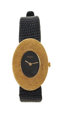 Lot Ladies' Piaget 18ct gold wristwatch on leather strap