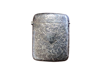Lot 5210 - Silver Victorian cigarette case with foliate design, hallmarked Birmingham 1890, 70.71 grams, 8.5cm x 6.5cm