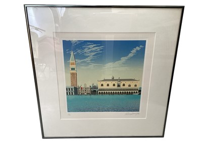 Lot 5191 - Graham Bannister (British, b.1954), The Doge's Palace, Venice, screenprint, 176/300, signed in pencil, framed, 26.5cm x 26.5cm