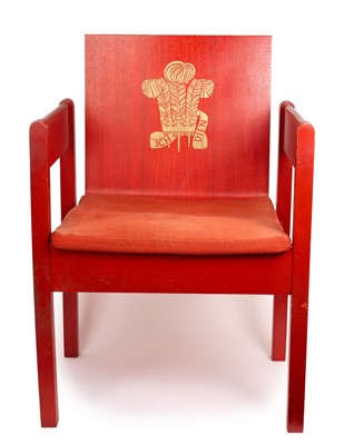 Lot The Investiture chair of H.R.H. Prince Charles as Prince of Wales, July 1st, 1969, at Caernarfon Castle