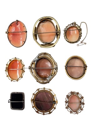 Lot 81 - Nine antique cameo brooches