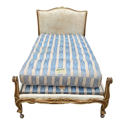 Lot 1406 - Antique French carved giltwood single bed