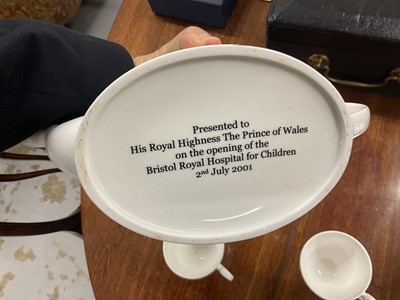 Lot 71 - H.R.H. Prince Charles, Prince of Wales, Highgrove breakfast cup and saucer, and Prince of Wales presentation opening of the Bristol Royal Hospital for Chidren 2001 teaware