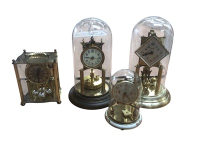 Lot 5000 - Four anniversary pendulum clocks to include three dome cased clocks to include Violeta, Schats and one other together with a quartz Haller mantel clock