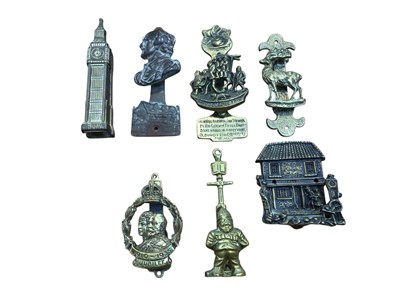 Lot 5019 - Group of 7 brass door knockers including Big Ben etc