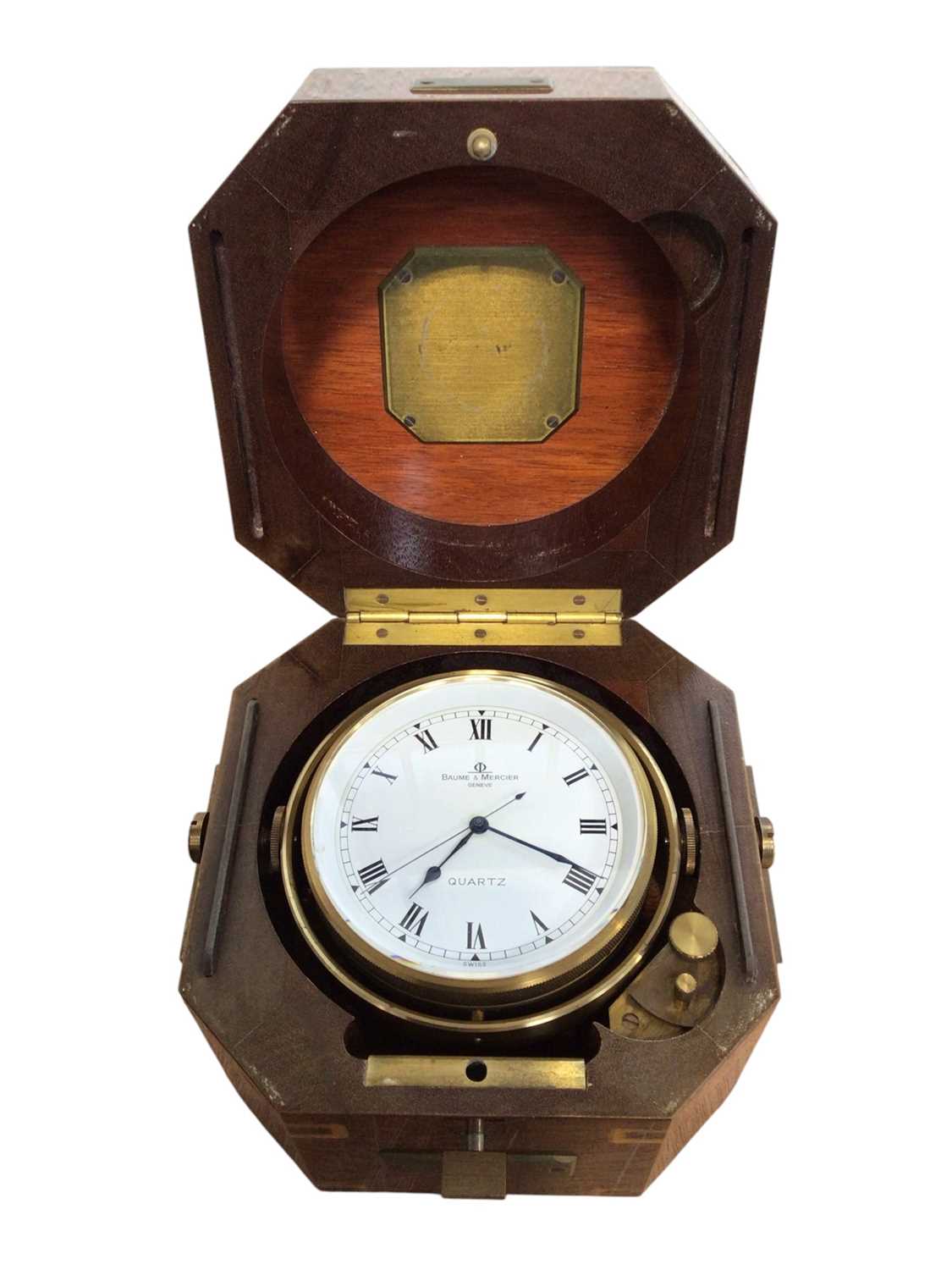 Lot 5005 - Baume & Mercier marine quartz chronometer in brass mounted octagonal wooden case