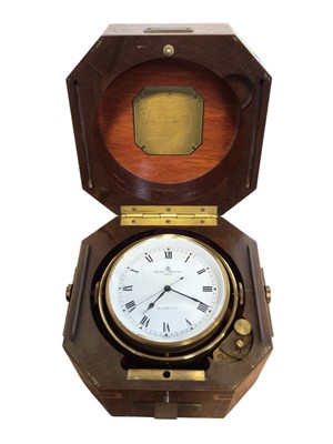 Lot 5005 - Baume & Mercier marine quartz chronometer in brass mounted octagonal wooden case