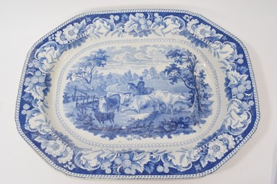 Lot 251 - 19th century blue and white transfer printed meat dish