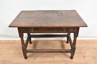 Lot 1398 - Late 17th century oak single drawer side table