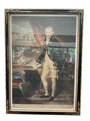 Lot 1180 - J R Smith - Handcoloured mezzotint of Commodore Sir Nathaniel Dance, pub. June 1 1801 by Ackerman, 55 x 36cm, glazed frame