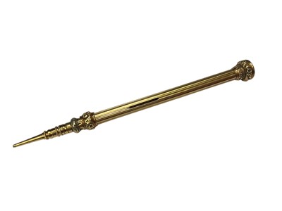 Lot 63 - Sampson Mordan & Co yellow metal propelling pencil with engraved crest seal top