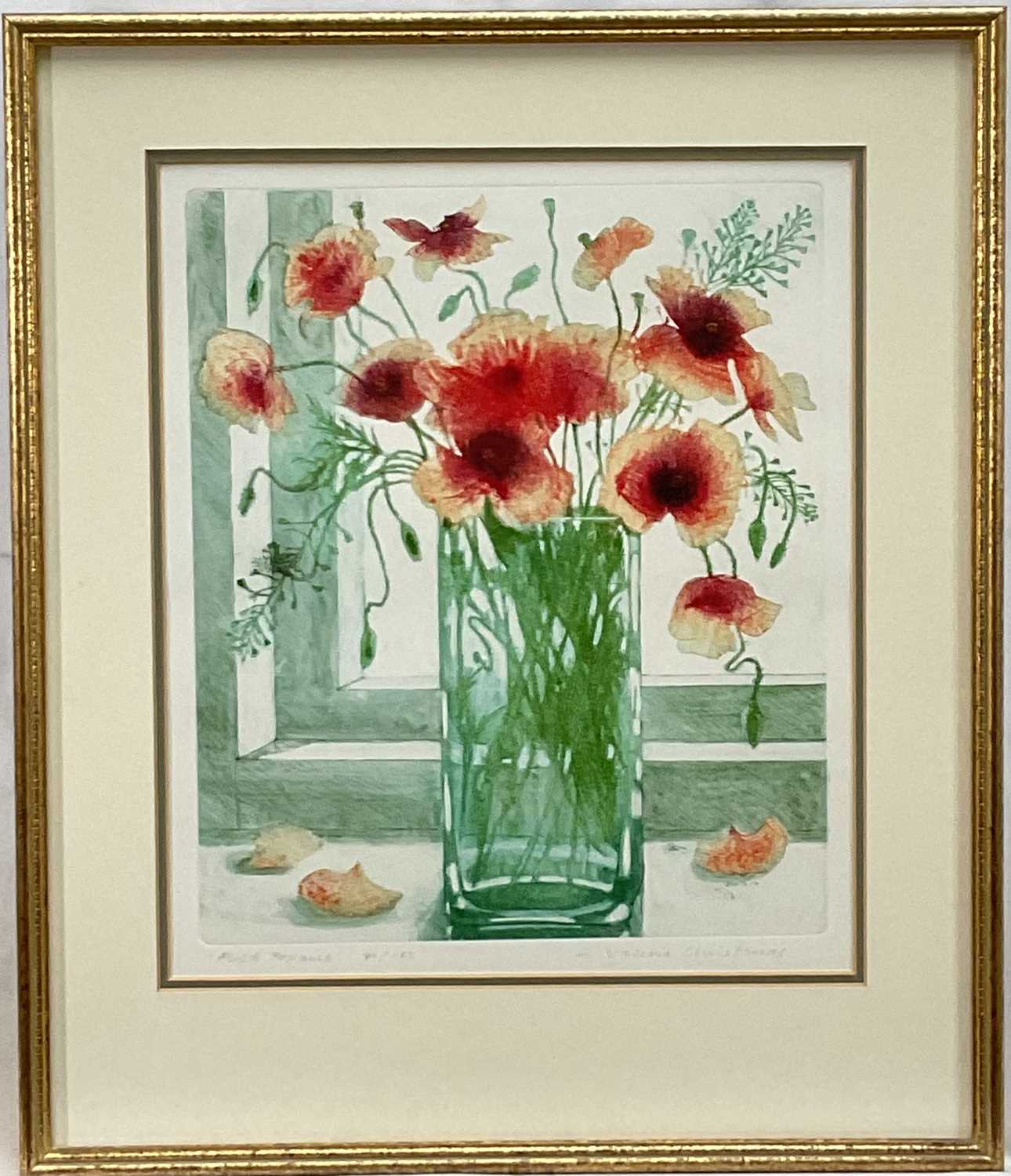 Lot 2 - L. Valerie Christmas (1934-2020) Etching and Aquatint, Field Poppies, signed, edition number 91/150, 32cm 27cm.