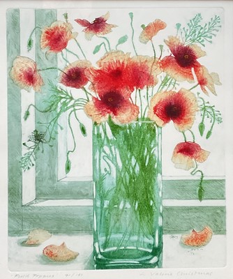 Lot 2 - L. Valerie Christmas (1934-2020) Etching and Aquatint, Field Poppies, signed, edition number 91/150, 32cm 27cm.
