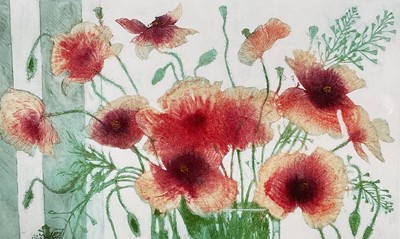 Lot 2 - L. Valerie Christmas (1934-2020) Etching and Aquatint, Field Poppies, signed, edition number 91/150, 32cm 27cm.