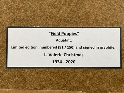 Lot 2 - L. Valerie Christmas (1934-2020) Etching and Aquatint, Field Poppies, signed, edition number 91/150, 32cm 27cm.