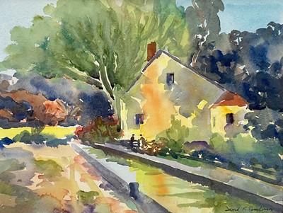 Lot 7 - David S. Tomlinson, Watercolour, Dedham Lock, signed, in glazed frame, 26.5cm x 35cm.