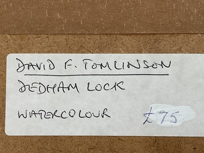Lot 7 - David S. Tomlinson, Watercolour, Dedham Lock, signed, in glazed frame, 26.5cm x 35cm.