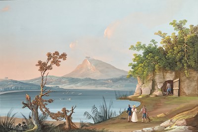 Lot 62 - Neapolitan School, 19th century gouache, Grotto del Cane, 42cm x 63cm, framed (without glass)