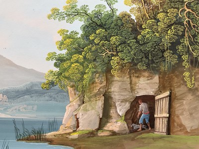Lot 62 - Neapolitan School, 19th century gouache, Grotto del Cane, 42cm x 63cm, framed (without glass)