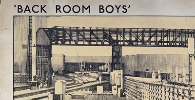 Lot 25 - London Transport poster by Fred Taylor - ‘Back Room Boys - They also Serve’, pub. Baynard Press