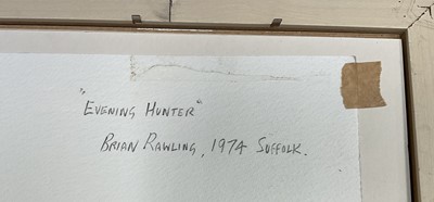 Lot 92 - Brian Rawling b 1930, watercolour, Evening Hunter, Suffolk, signed and dated 1974 verso, in glazed frame, 19.5cm x 50cm.