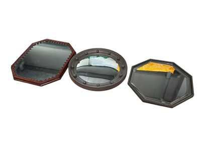 Lot 5174 - Convex porthole mirror with metal frame and two other mirrors (3)