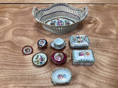 Lot 5042 - Group of continental porcelain including a Dresden basket, other Dresden and Limoges