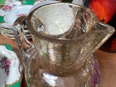 Lot 5051 - Group of glassware including pair of flash cut decanters, paperweights, opaque glass jug, etc