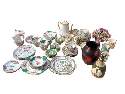Lot 5053 - Group of ceramics including a Poole Pottery Galaxy vase, Copeland Spode 1911 Coronation bottle, various teawares including Coalport Indian Tree pattern, etc