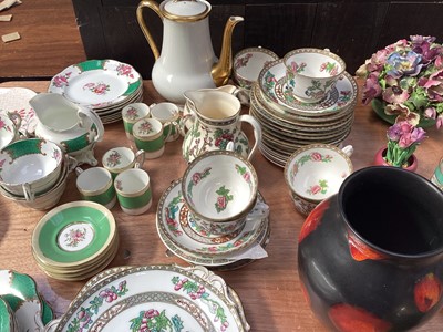 Lot 5053 - Group of ceramics including a Poole Pottery Galaxy vase, Copeland Spode 1911 Coronation bottle, various teawares including Coalport Indian Tree pattern, etc