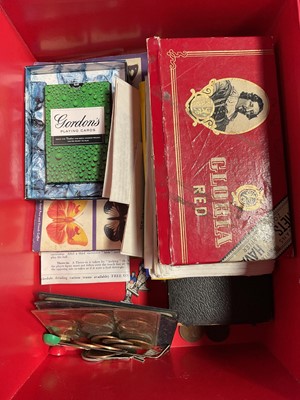 Lot 5059 - Sundry items, including a 19th century French snuff box, lighters, cigarette cards, coins, etc