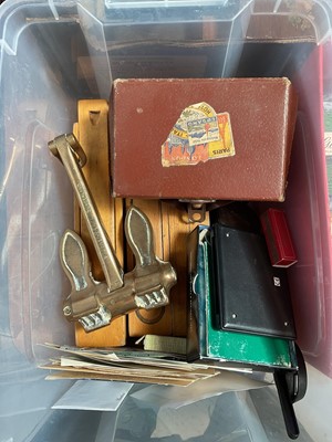 Lot 5059 - Sundry items, including a 19th century French snuff box, lighters, cigarette cards, coins, etc