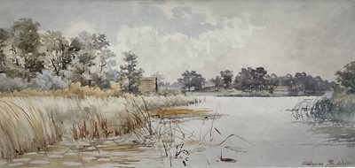 Lot 75 - Stephen Batchelder (1849-1932) watercolour, Salhouse Norfolk, signed, 27cm x 57cm, glazed frame