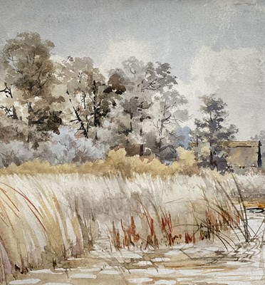Lot 75 - Stephen Batchelder (1849-1932) watercolour, Salhouse Norfolk, signed, 27cm x 57cm, glazed frame